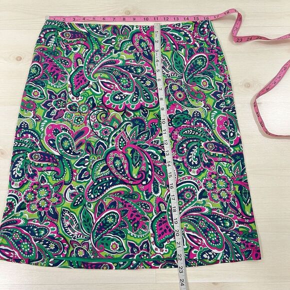 Talbots Petite Skirt Size 12P Pink Paisley Fully Lined 100% Cotton Colorful - Picture 4 of 10